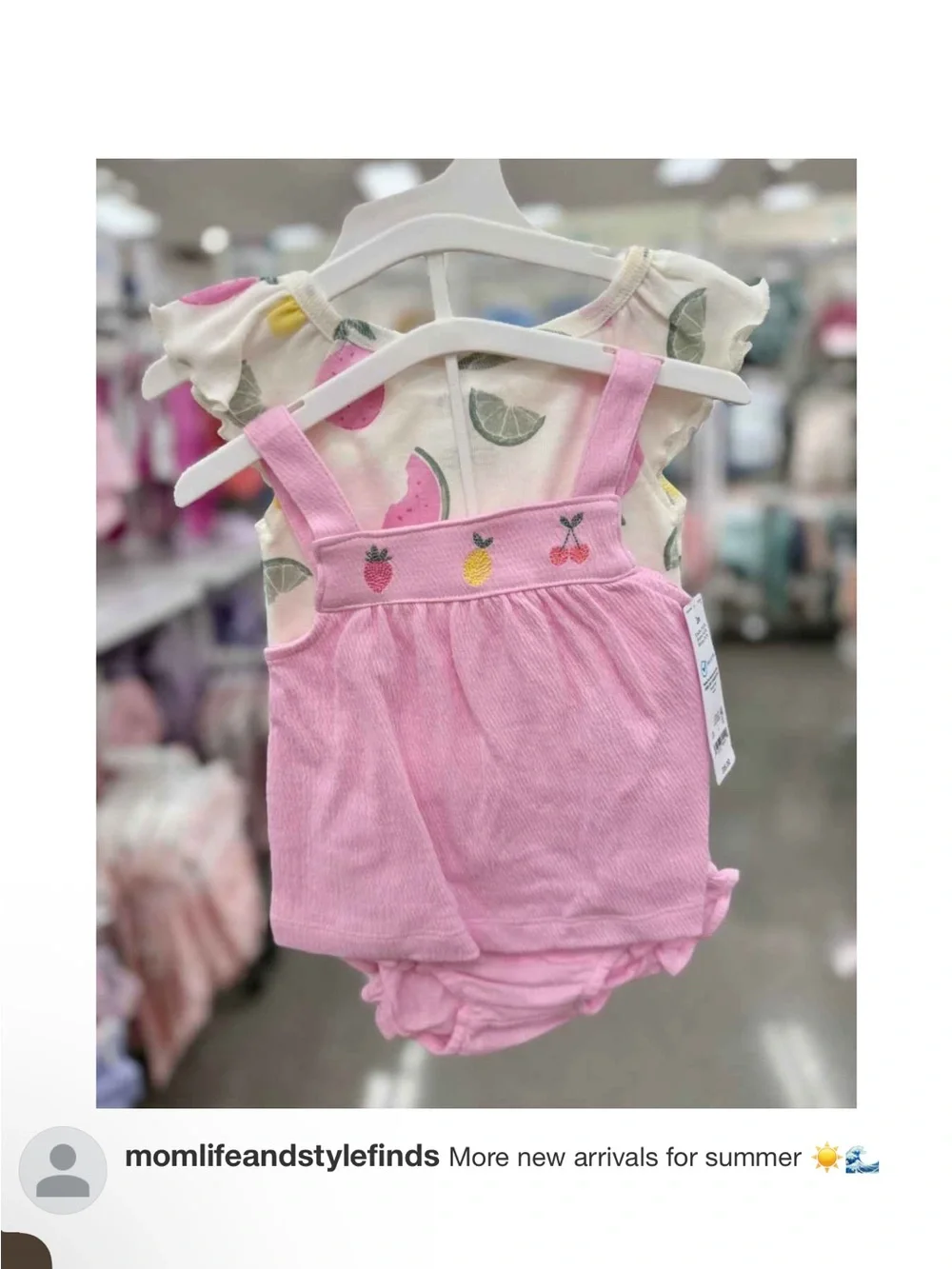 3 piece Carter's Pink Tank Top set & Fruit-Print Bodysuit